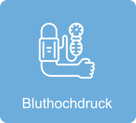 Bluthochdruck Icon in weiß auf blauem Hintergrund